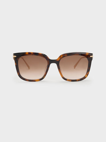 Kris Tortoiseshell Chain-Detail Sunglasses, T. Shell, hi-res