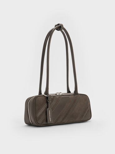 Zeya Striped Shoulder Bag, Dark Moss, hi-res