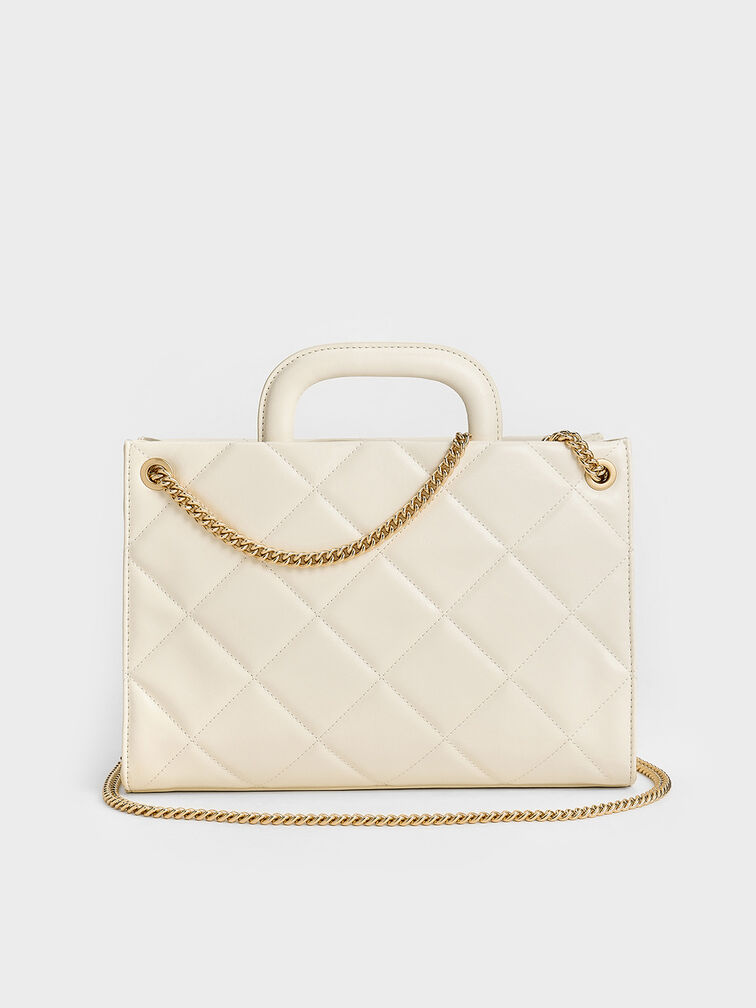 Apfra Quilted Chain-Handle Bag, Cream, hi-res