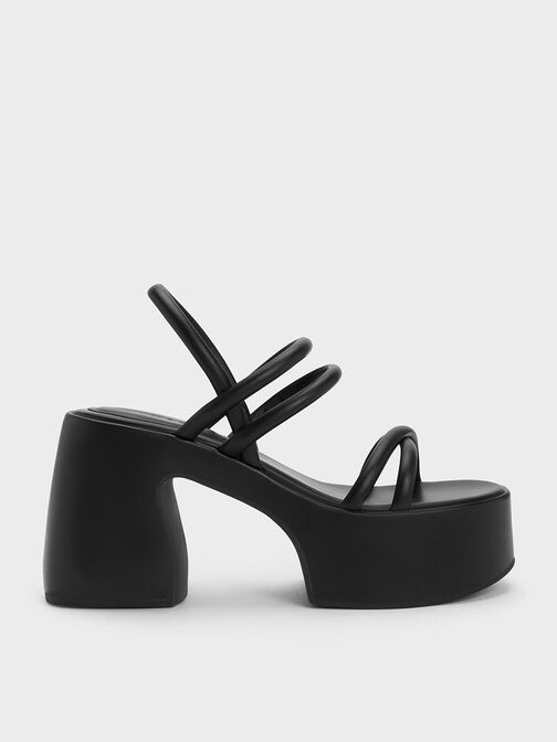 Nerissa Tubular Platform Sandals, สีดำ, hi-res