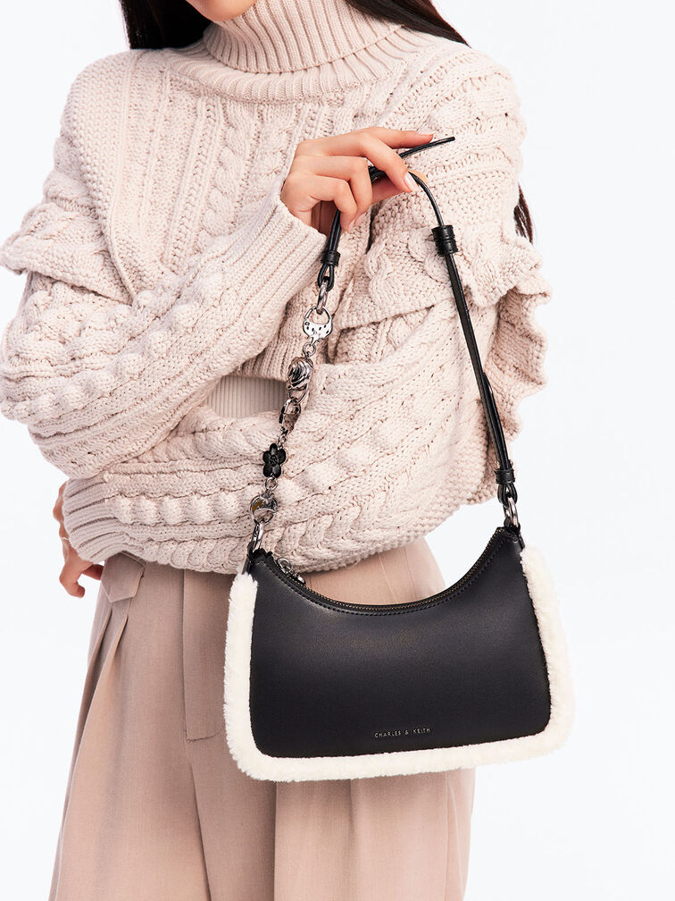 Lotso Fur-Trim Shoulder Bag, , hi-res