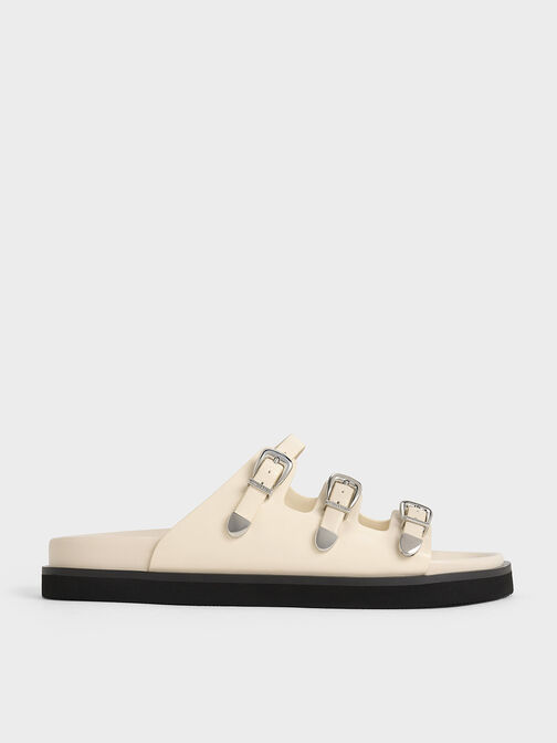 Samala Buckled Triple-Strap Sandals, Chalk, hi-res