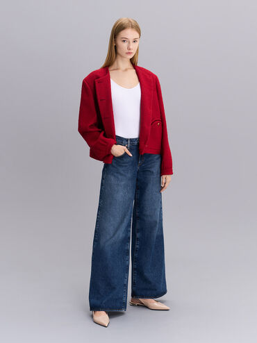 Patent Pointed-Toe Slingback Flats, สีนู้ด, hi-res