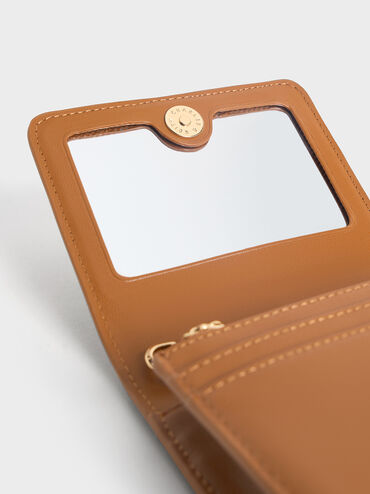 กระเป๋าใส่บัตรตกแต่งสายโซ่รุ่น Agatha, สีน้ำตาล, hi-res