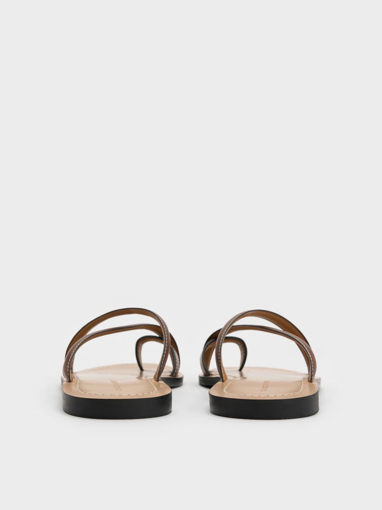 Crossover Toe-Ring Sandals, Cognac, hi-res
