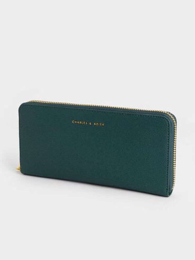 กระเป๋าสตางค์ใบยาวดีไซน์ที่ปิดแบบซิปรอบรุ่น Dulcie, สีเขียว, hi-res