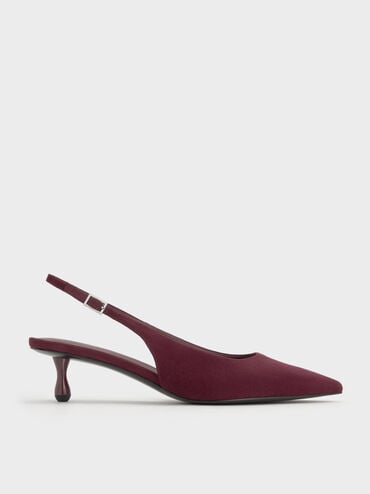 Ruthie Faux Suede Slingback Pumps, Burgundy, hi-res