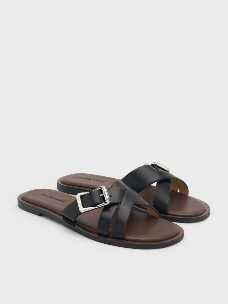 Anita Crossover Slides, Black, hi-res