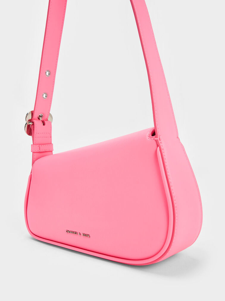 Petra Asymmetrical Front Flap Bag, สีชมพู, hi-res