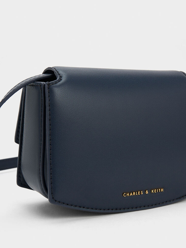 Clover Curved Shoulder Bag, สีเนวี, hi-res