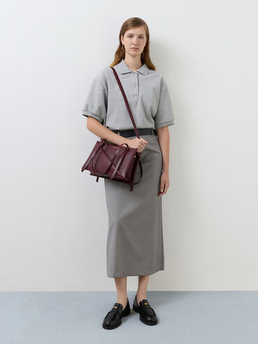 Midori Geometric Tote Bag, Wineberry Red, hi-res