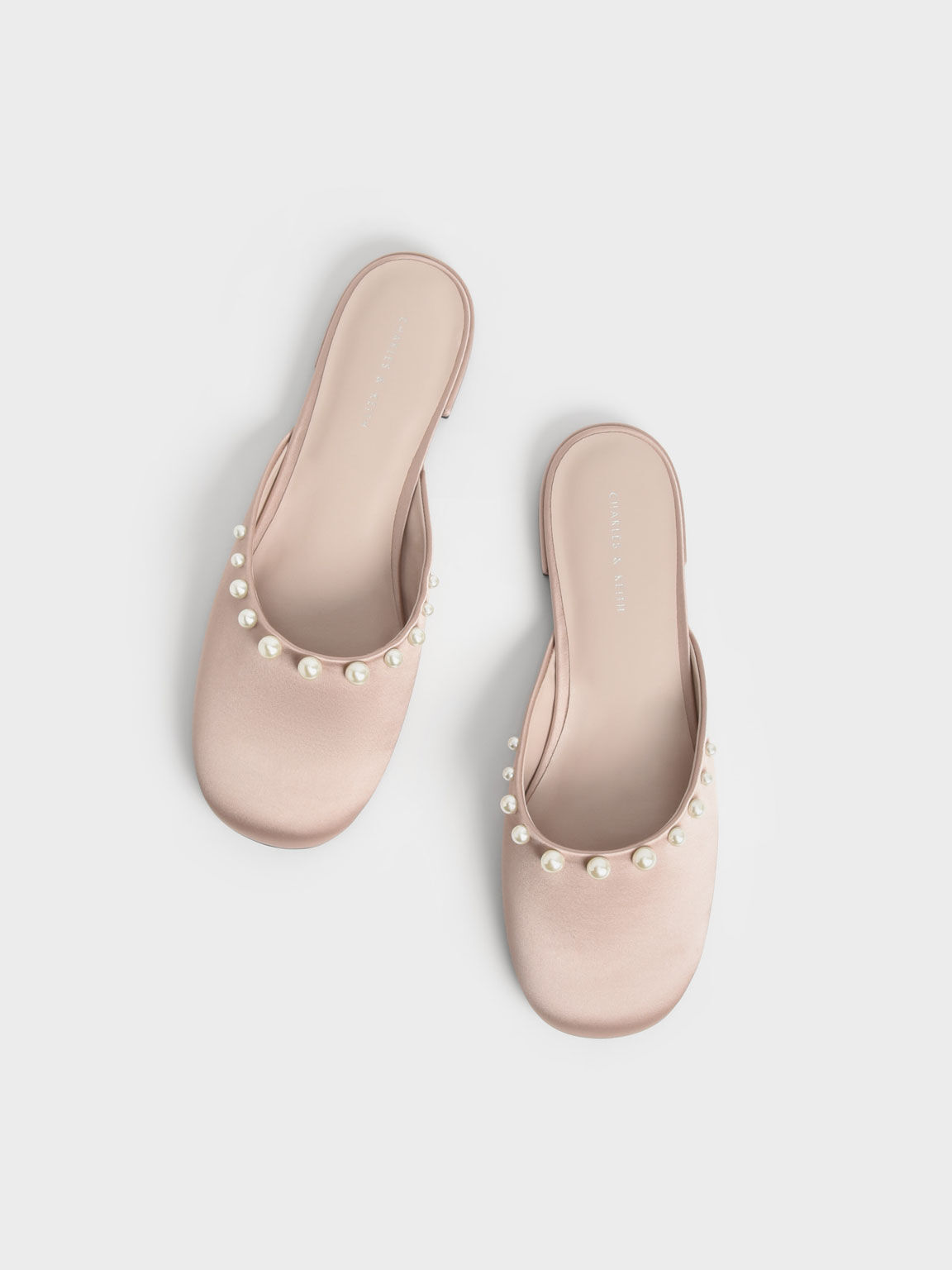 Recycled Polyester Beaded Flat Mules, Beige, hi-res