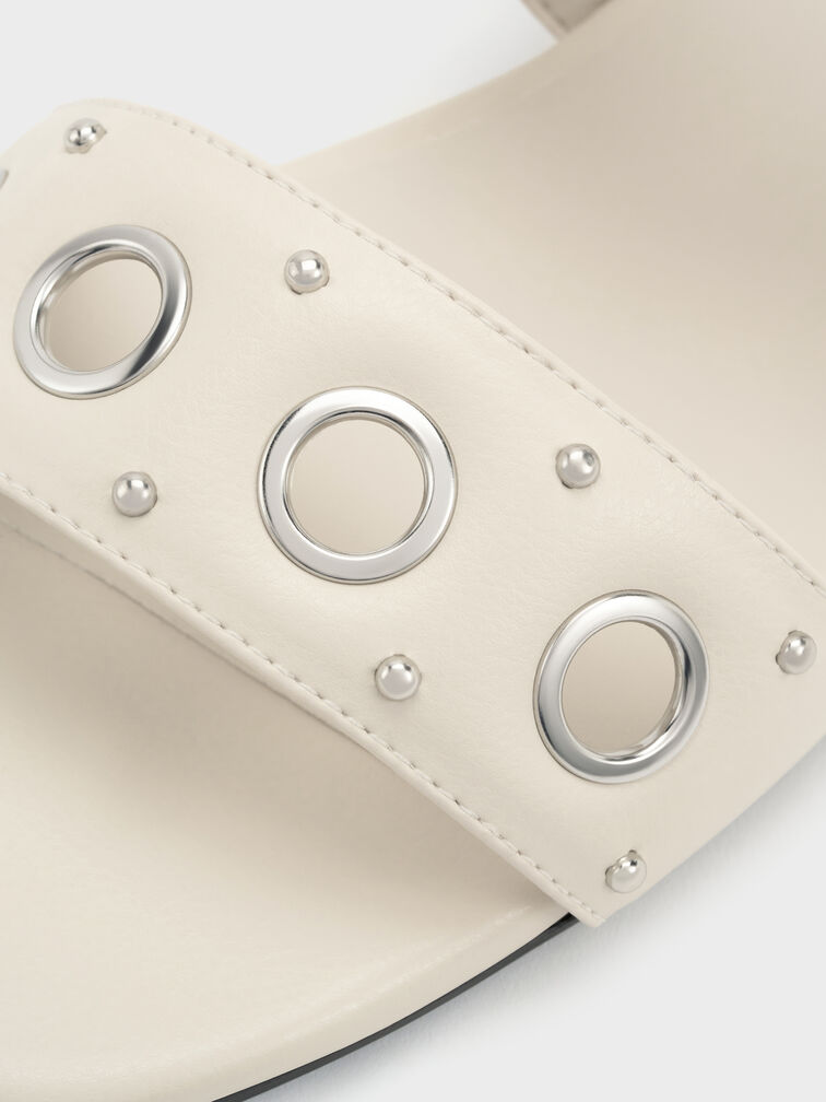 Grommet Buckled Slides, Chalk, hi-res