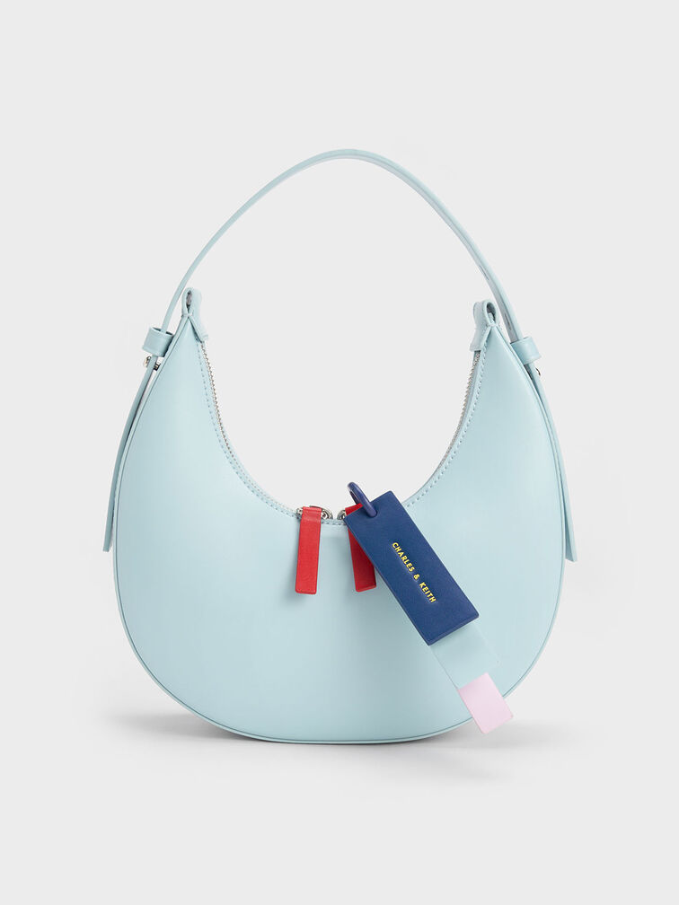 Cockade Crescent Hobo Bag, สีฟ้า, hi-res