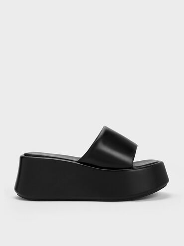 Constance Flatform Sandals, สีดำ, hi-res