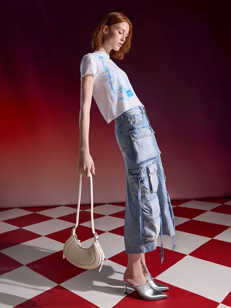 Petra Grommet-Strap Curved Shoulder Bag, Cream, hi-res