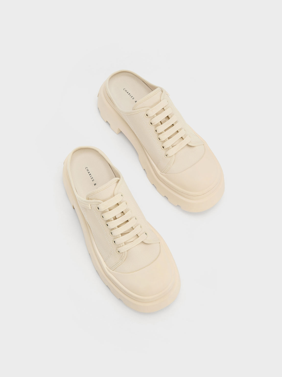 Chalk Canvas Backless Sneakers CHARLES KEITH TH