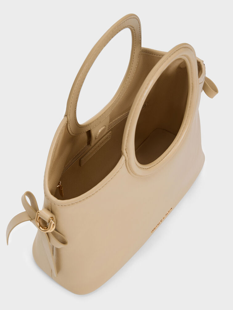 Mini Dalia Bow Oval-Handle Tote Bag, Sand Beige, hi-res