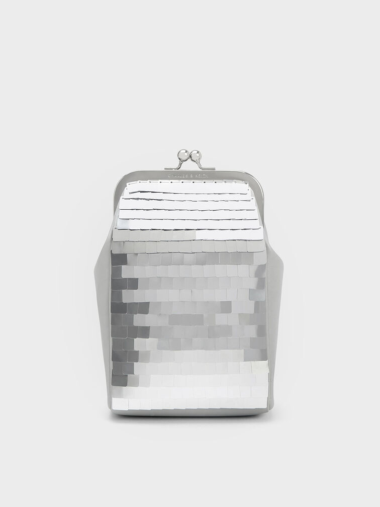 Disc-Embellished Chain Handle Pouch, , hi-res