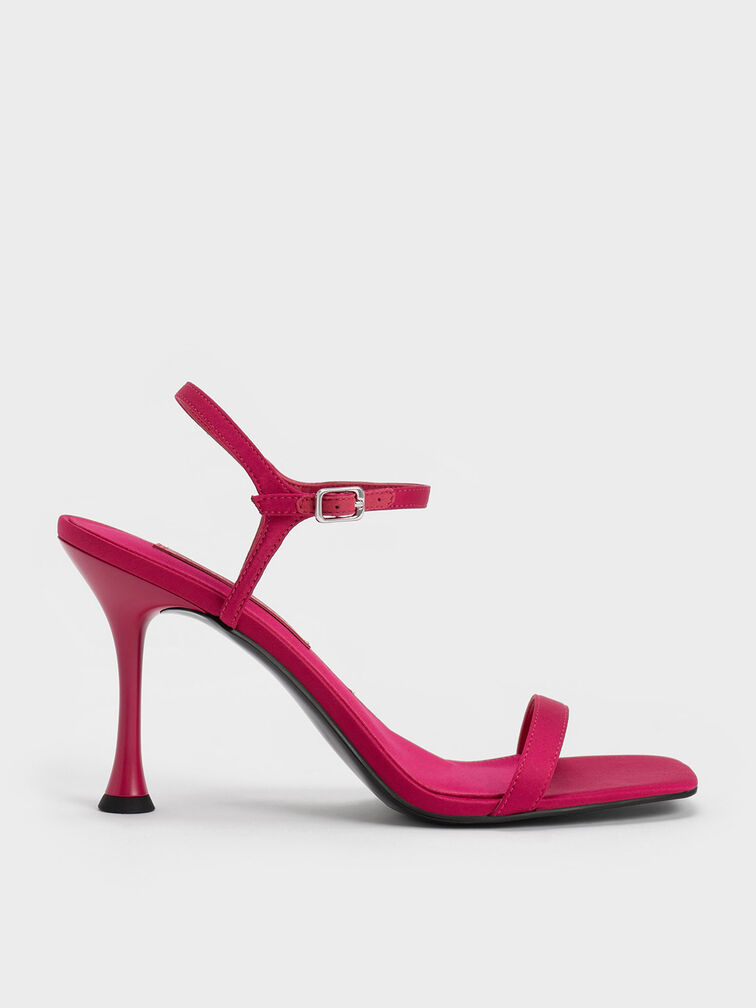 Spool Heel Satin Sandals, , hi-res