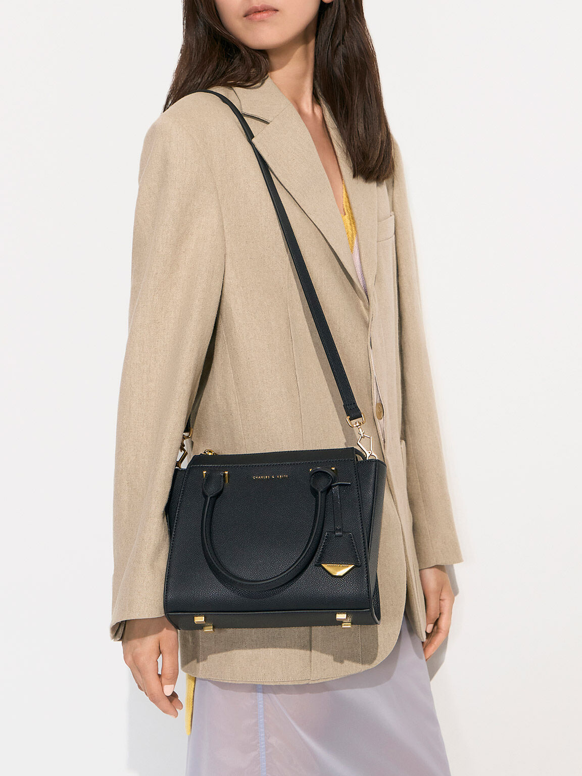 Black Harper Trapeze Tote Bag CHARLES KEITH TH