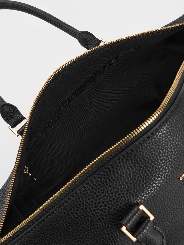 กระเป๋าโบว์ลิ่งตกแต่งตัวล็อคแบบหมุนรุ่น Chance, สีดำ กระเป๋าโบว์ลิ่งตกแต่งตัวล็อคแบบหมุนรุ่น Chance, สีดำ, hi-res