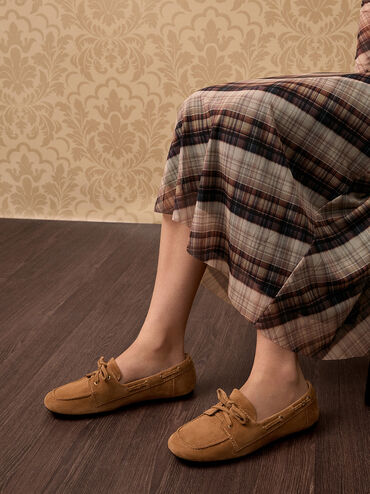 รองเท้าโบ๊ทชูส์หนังกลับรุ่น Kori, สีคอนยัค, hi-res