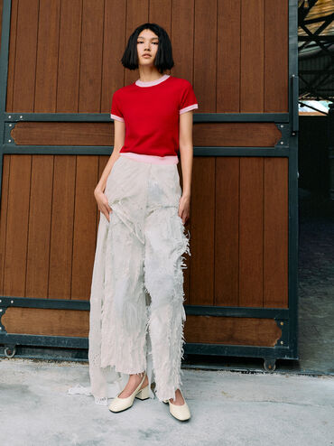 รองเท้ารัดส้นวัสดุหนังแก้วรุ่น Danni, สีชอล์ค, hi-res