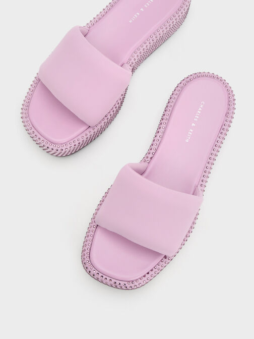 Crystal-Embellished Nylon Flatform Sandals, สีไลแลค, hi-res