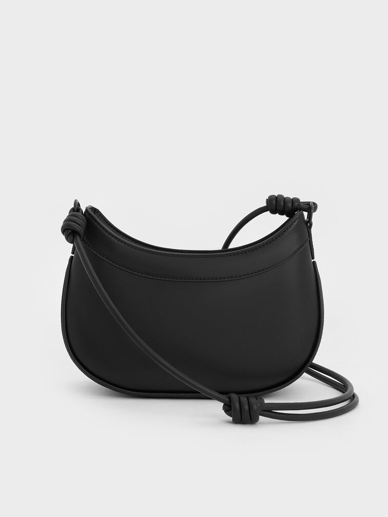 Sabine Knotted-Strap Curved Shoulder Bag, Jet Black, hi-res