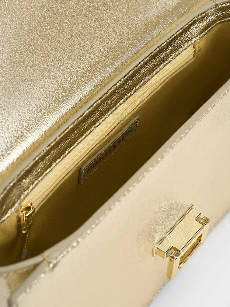 Everline Glittered Braided-Strap Shoulder Bag, Gold, hi-res