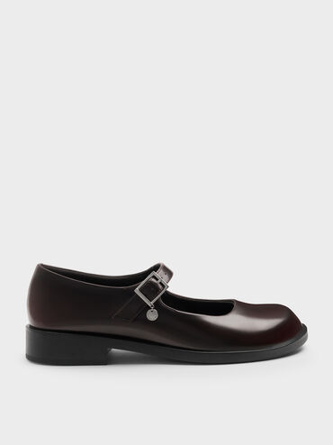Circle-Charm Buckled Mary Janes, Burgundy, hi-res