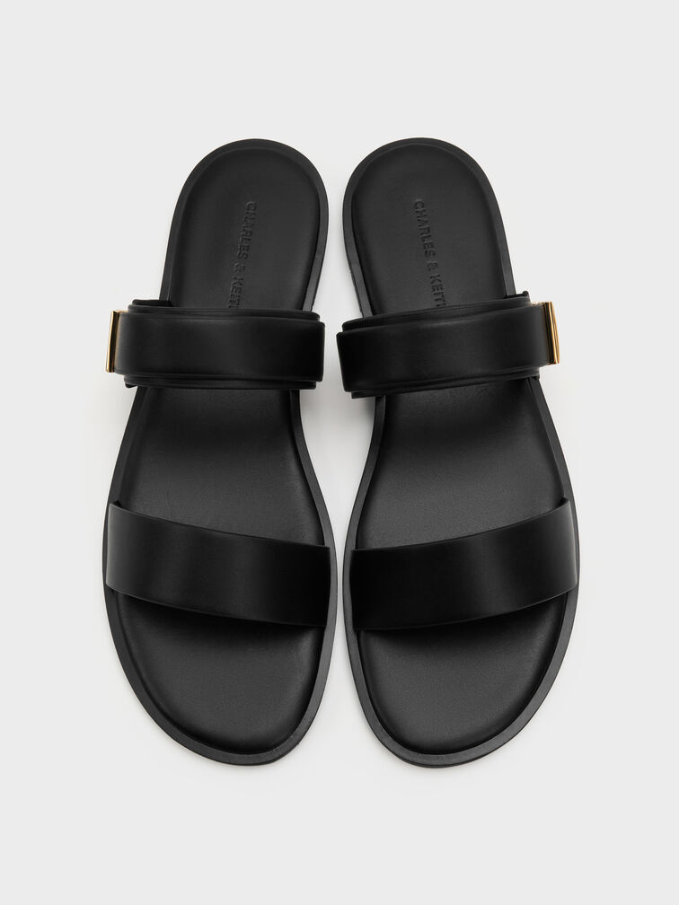 รองเท้าแตะดีไซน์สายคาดเท้าแบบคู่รุ่น Dove, สีดำ, hi-res