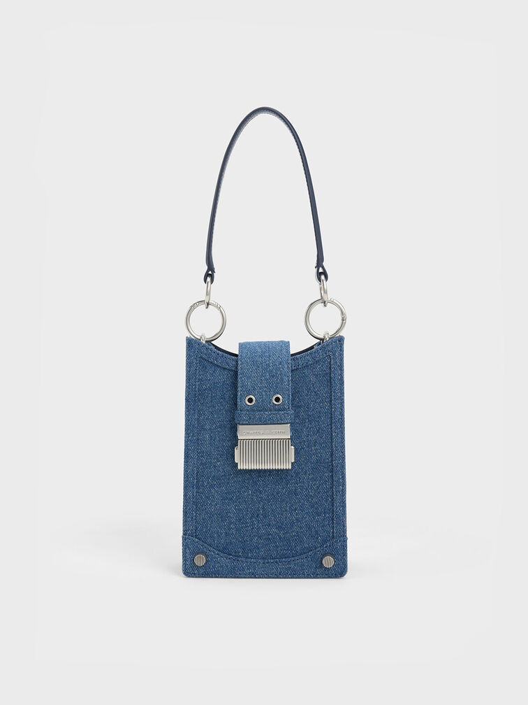 Winslet Denim Belted Phone Pouch, Denim Blue, hi-res