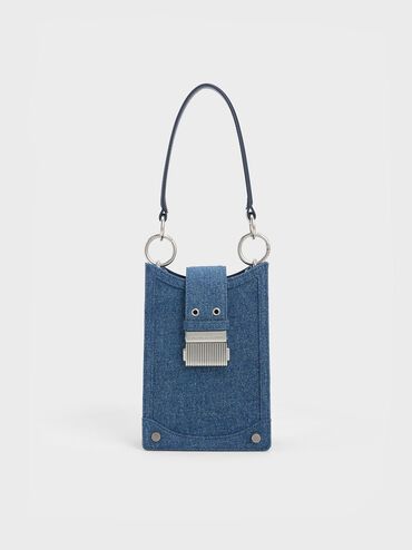 Winslet Denim Belted Phone Pouch, Denim Blue, hi-res