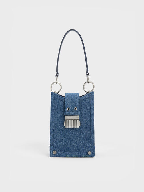 Winslet Denim Belted Phone Pouch, Denim Blue, hi-res