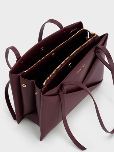 Midori Geometric Tote Bag, Wineberry Red, hi-res