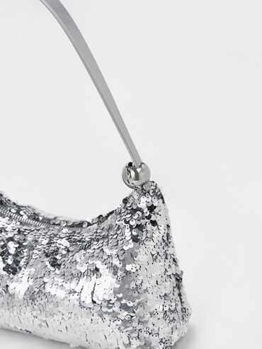 Jesmyn Sequinned Two-Way Bag, Silver, hi-res