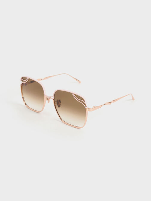 Wavy Wire-Frame Square Sunglasses, , hi-res