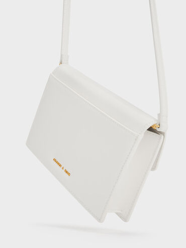 Padlock Envelope Crossbody Bag, สีขาว, hi-res