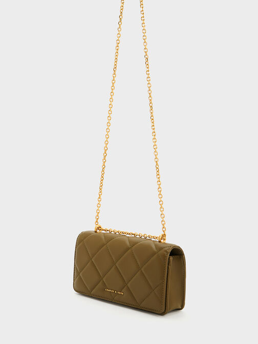 Paffuto Chain Handle Quilted Long Wallet, , hi-res