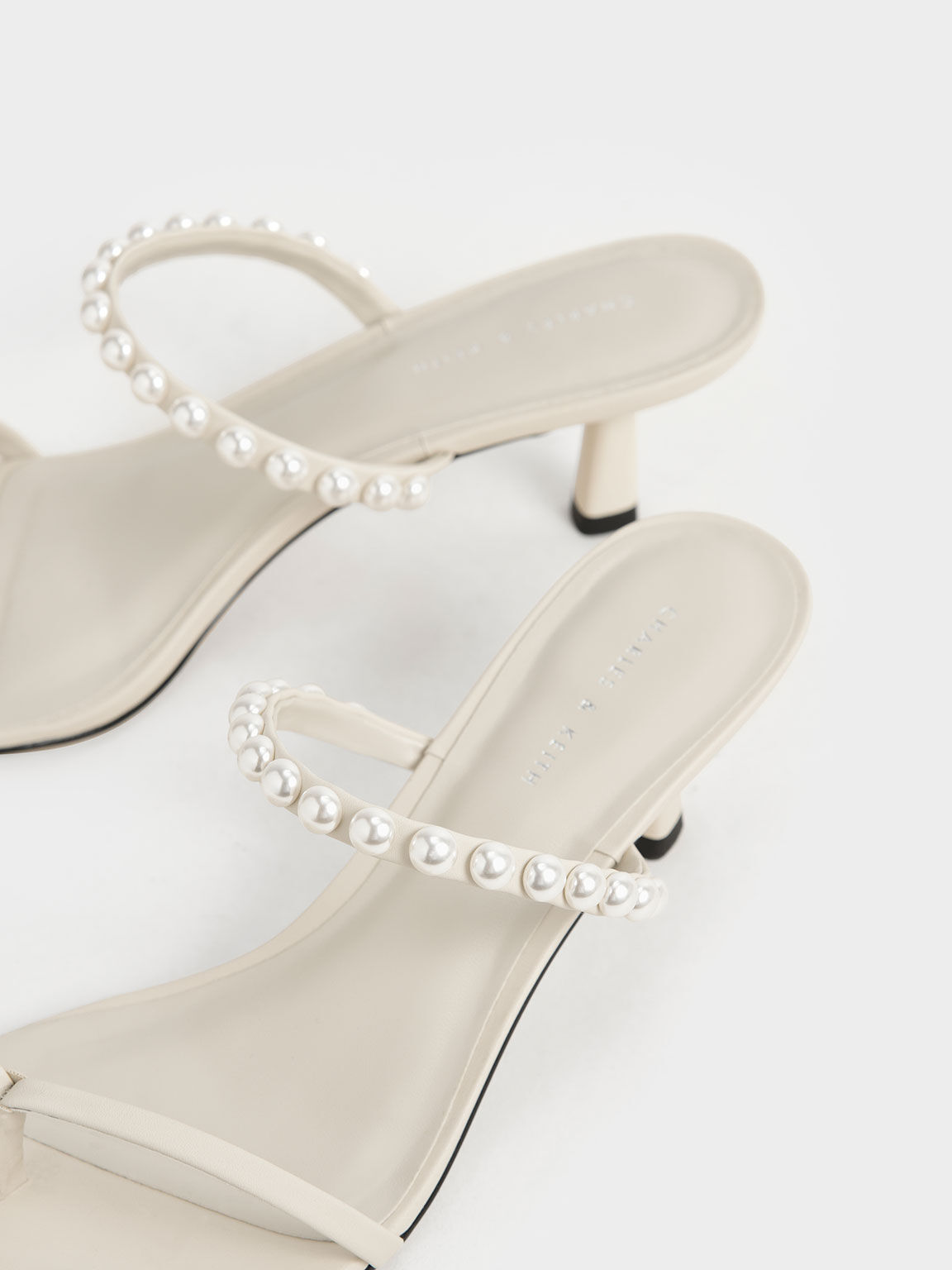 Pearl-Embellished Heeled Thong Sandals, Chalk, hi-res