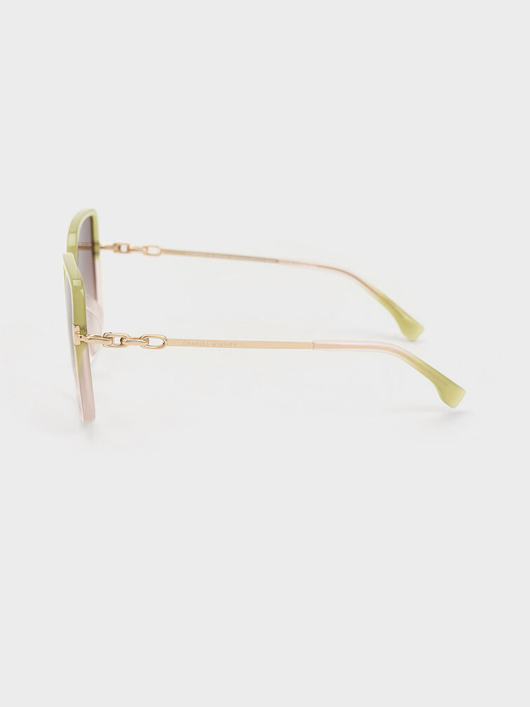 Oversized Square Chain-Link Sunglasses, , hi-res