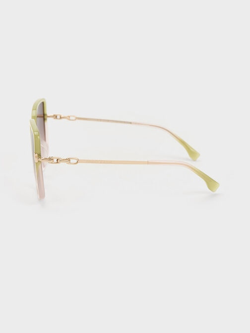 Oversized Square Chain-Link Sunglasses, , hi-res