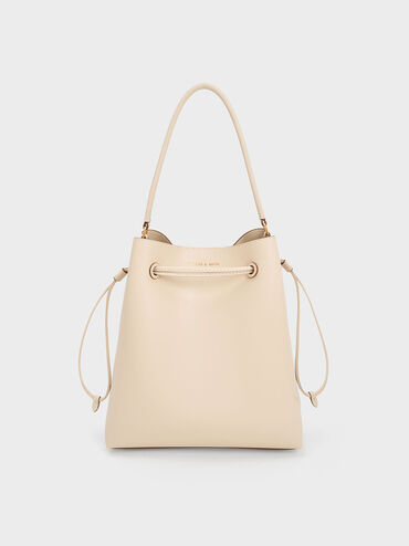 Bellamy Drawstring Hobo Bag, Beige, hi-res