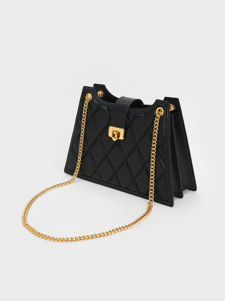 Cressida Quilted Trapeze Chain Bag, , hi-res