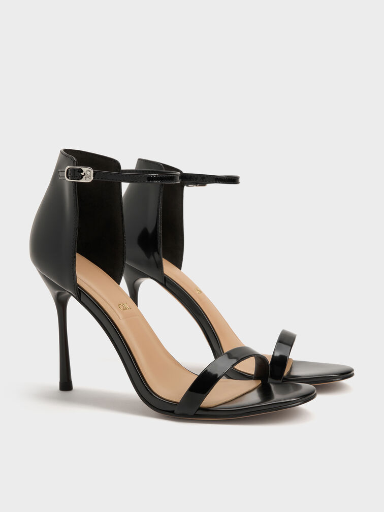 Kyra Leather Stiletto Sandals, Black Boxed, hi-res