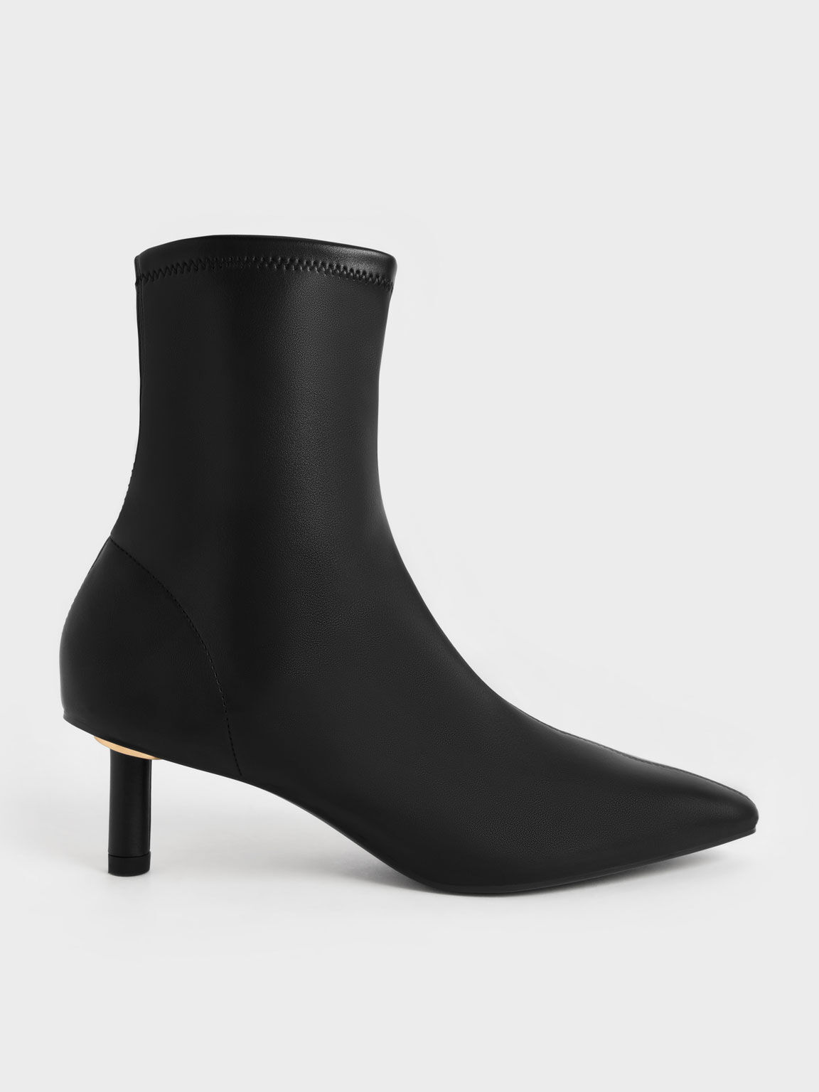Cylindrical Heel Ankle Boots, Black, hi-res