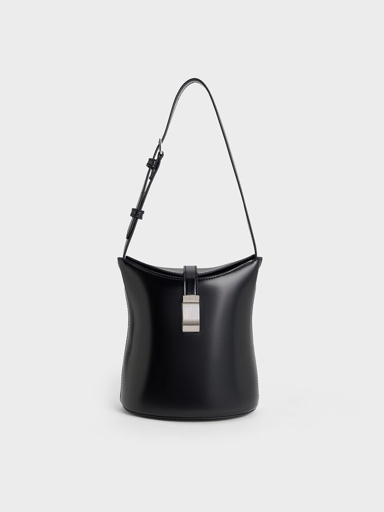 Wisteria Belted Bucket Bag, Noir, hi-res