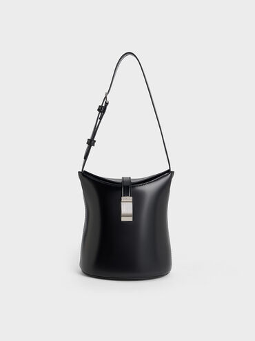 Wisteria Belted Bucket Bag, Noir, hi-res